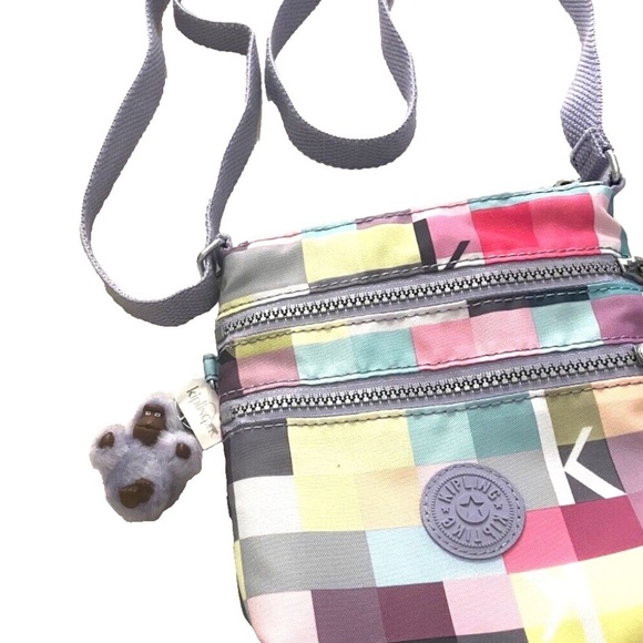 Kipling Pastel Color Block Squares Crossbody Bag; 3 compartments; Adjustable - Picture 4 of 5